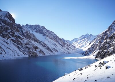 lake, mountains, snow